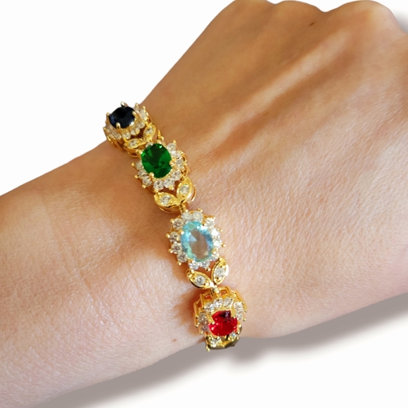 ✨️HP✨️Daniel Steiger | NWOT Desira Radiance Multicolor Floral Gold Tone Bracelet - Picture 1 of 7